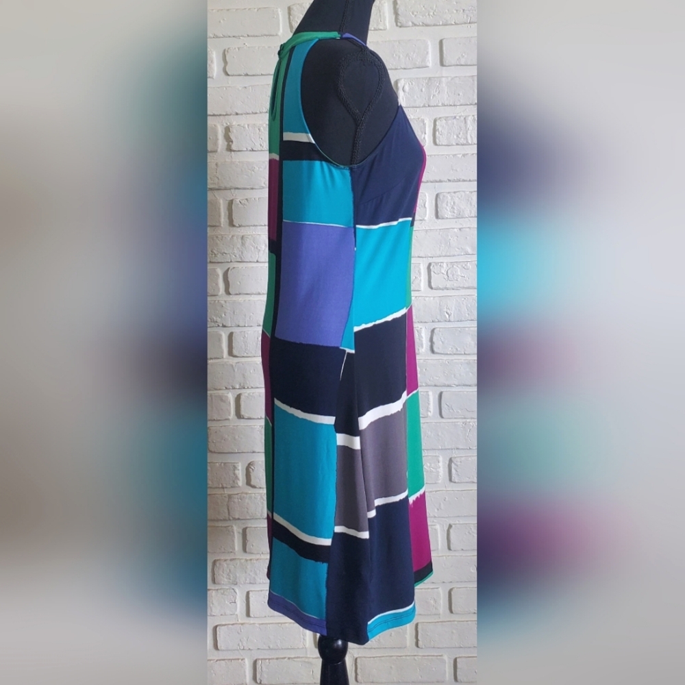 Ann Taylor Loft Dress Mod Colourblock Sleeveless Halter Retro Pop Art Small - Picture 6 of 11